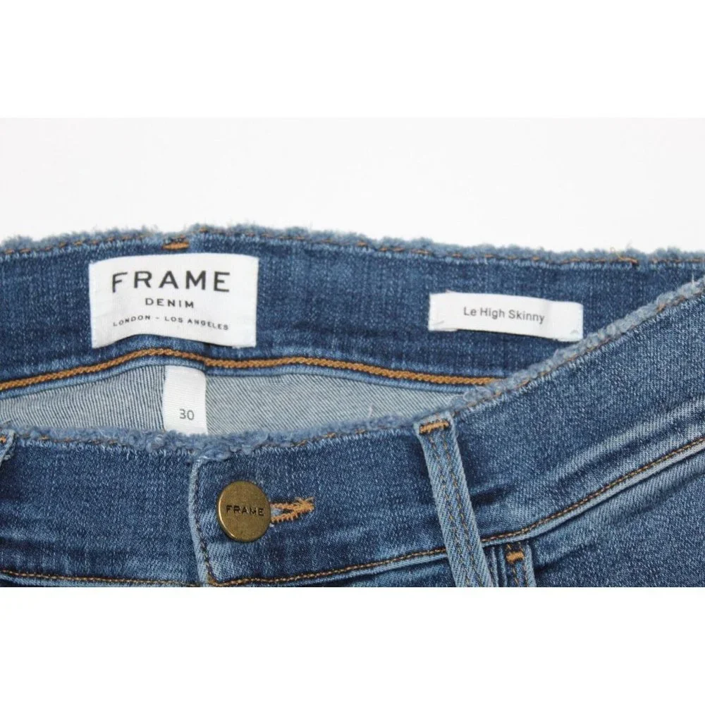 Frame Jeans Womens 30  Le High Skinny Raw Hem Ankle Paint Splatter High Rise - Picture 3 of 6